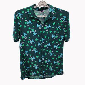 Disney Stitch Size Large St. Patricks Day Hawaiian Shirt Button Front